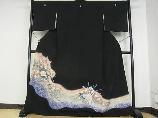 平和屋着物■豪華黒留袖 刺繍 草花文 暈し染め 金彩 逸品 DAAC3323mz 平和屋着物■豪華黒留袖 刺繍 草花文 暈し染め 金彩 逸品 DAAC3323mz