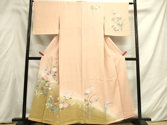 平和屋着物●訪問着　友禅　草花　暈し染め　正絹　逸品　DAAY2039op(4)