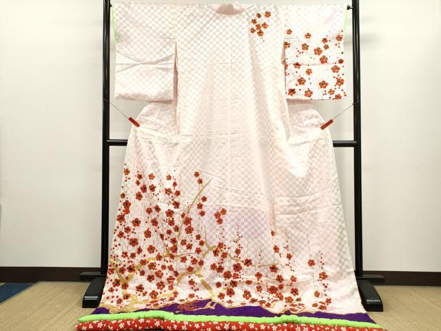 平和屋本店●お引きずり・お引き摺り　訪問着　和装　舞台　舞妓　芸妓　芸者　衣装　枝梅文　金彩　洗える着物　CABL8063ze