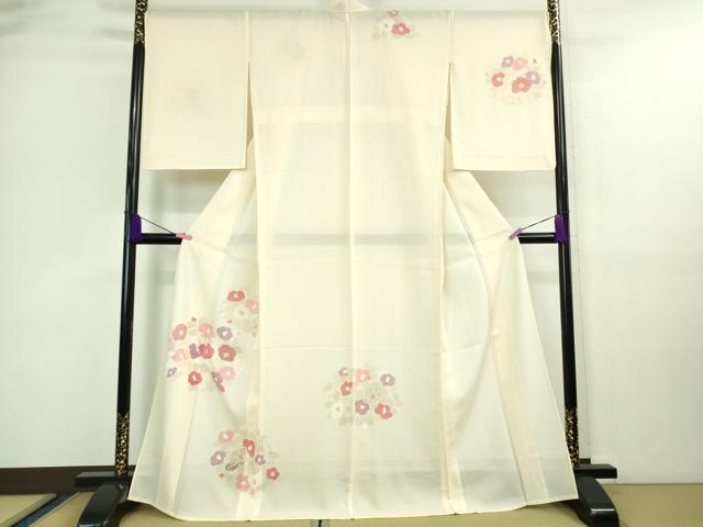 平和屋着物＊極上 夏物 中国三大刺繍 スワトウ刺繍 汕頭刺繍 訪問着 絽 草花文 象牙色地 逸品 DZAA9642kh5