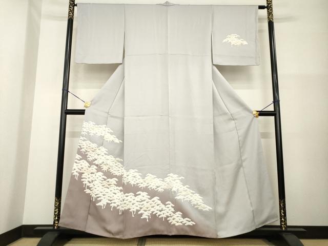平和屋着物●訪問着　友禅　駒刺繍　松尽くし　暈し染め　金彩　正絹　逸品　AABG4970ck