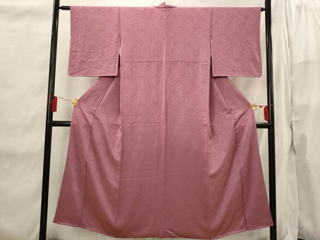 Rakuten - 平和屋着物■上質な色無地 笹の葉地紋 浅蘇芳色 正絹 逸品 AABI6560st