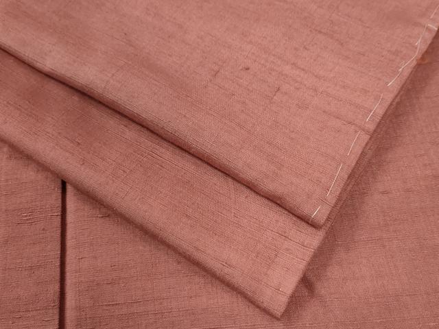 平和屋着物●結城紬　色無地　甚三紅色　正絹　逸品　未使用　CAAW8319yc