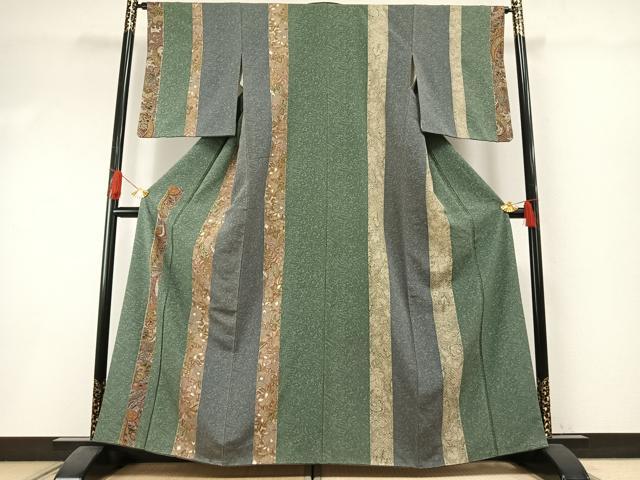 平和屋着物●訪問着　紬地　花間道　金糸　金彩　正絹　逸品　AABI1325fy