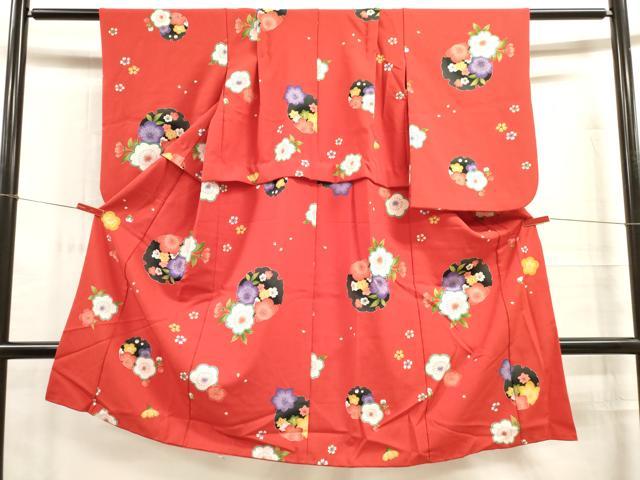 平和屋着物[]七五三　女の子　3歳　祝着　三つ身　雪輪花文　逸品　DAAR1365jm