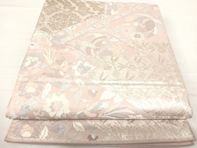 Other - 平和屋着物◎六通柄袋帯　花鳥文　銀糸　正絹　逸品　AABE7247yx