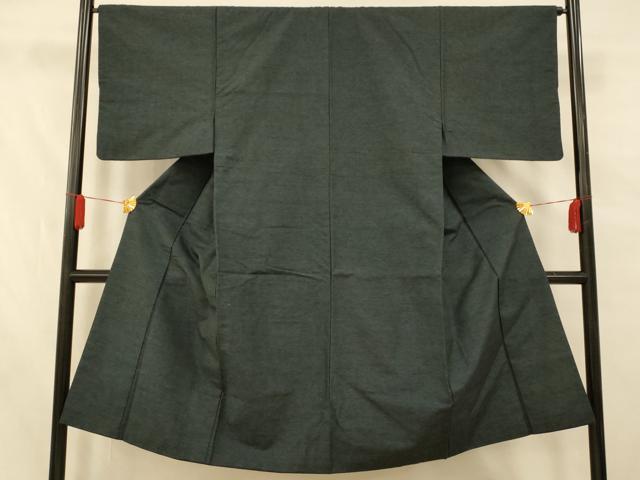 平和屋着物■男性　紬　霞地紋　藍墨茶色　正絹　逸品　AABF8460fw