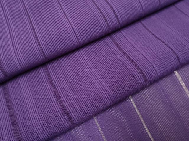 平和屋着物＊夏物　色無地　縞紋紗　暗い葡萄色　正絹　逸品　DAAT4186du