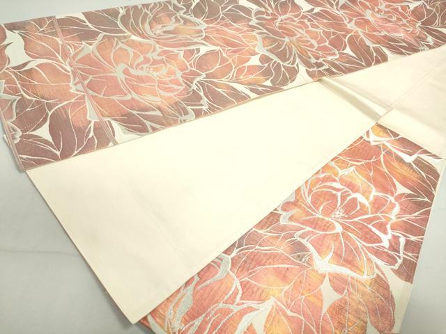 平和屋着物◎六通柄袋帯　洋花文　銀糸　正絹　逸品　DAAY4748qa 3