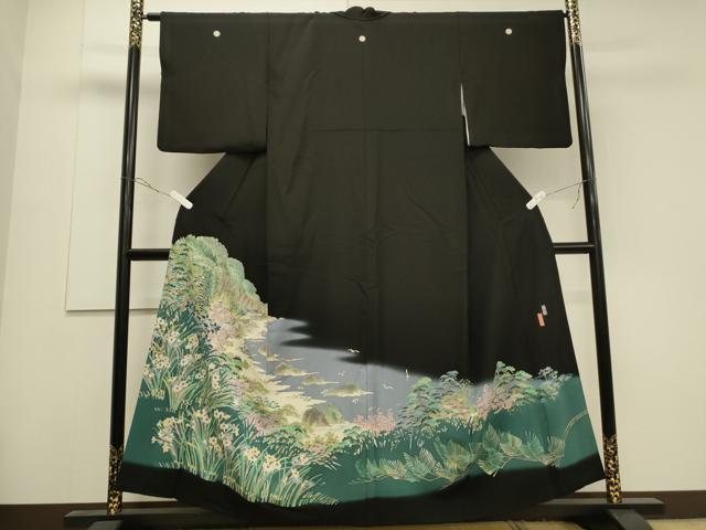 平和屋着物●本加賀友禅作家 三浦江子 黒留袖 水仙 正絹 逸品 CAAS0035th