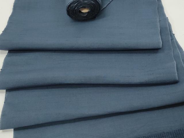 平和屋着物▼羽織・コート　反物　羽尺　紬地　鉄御納戸色　逸品　未使用　DAAW6202we