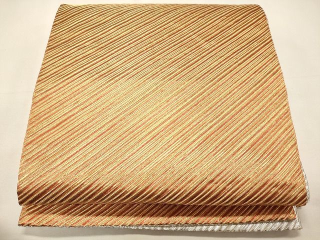 平和屋着物◎両面　全通柄袋帯　斜線文　金糸　逸品　CAAI0203oy
