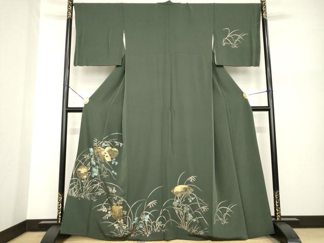平和屋着物●訪問着　地紙取り立波文　竹屋町刺繍　金彩　正絹　逸品　AABG4945ck