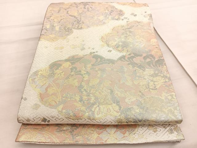 平和屋着物◎佐賀錦　六通柄袋帯　雲取り更紗花文　金銀糸　正絹　逸品　BAAV5784hv