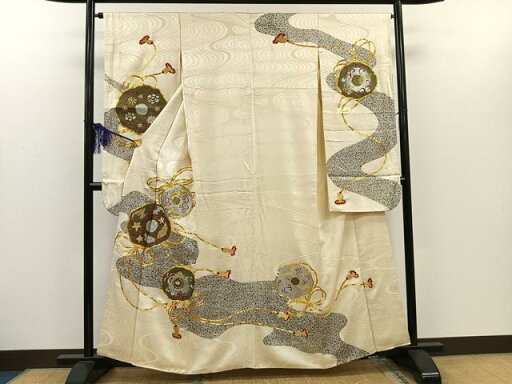 平和屋着物■豪華振袖 駒刺繍 鏡浦吉祥文 金銀彩 正絹 逸品 CAAO3587ua 平和屋着物■豪華振袖 駒刺繍 鏡浦吉祥文 金銀彩 正絹 逸品 CAAO3587ua