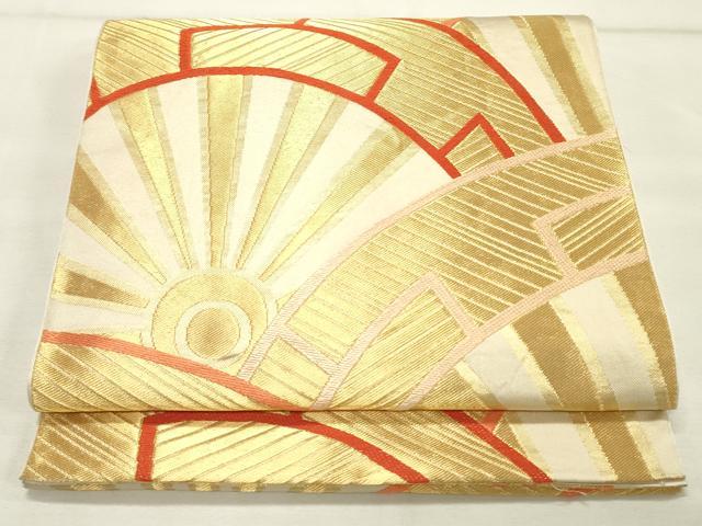 平和屋着物●西陣　川島織物　六通柄　本袋帯　源氏車文　金糸　正絹　逸品　DAAT7857ob