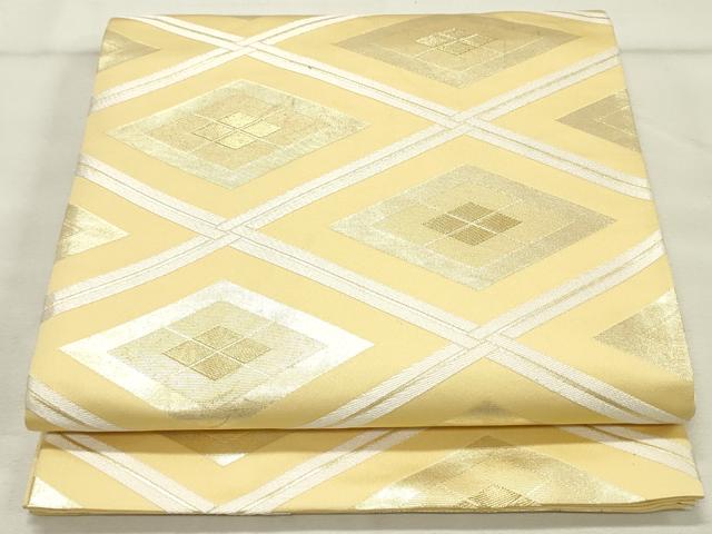 平和屋着物●西陣 白綾苑大庭 六通柄袋帯 菱文 金銀糸 正絹 逸品 DAAT7858ob