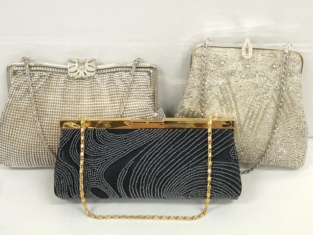 平和屋着物▼和装小物 ビーズバッグまとめて3点 メタルバッグ ミニバッグ 持ち手付き がま口 レトロ 逸品 DABC1178zzz