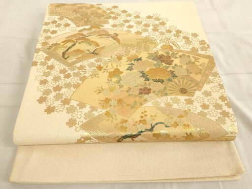 平和屋着物◎太鼓柄袋帯 地紙吉祥花鳥文 金糸 金彩 正絹 逸品 AAAL9077ex 平和屋着物◎太鼓柄袋帯 地紙吉祥花鳥文 金糸 金彩 正絹 逸品 AAAL9077ex