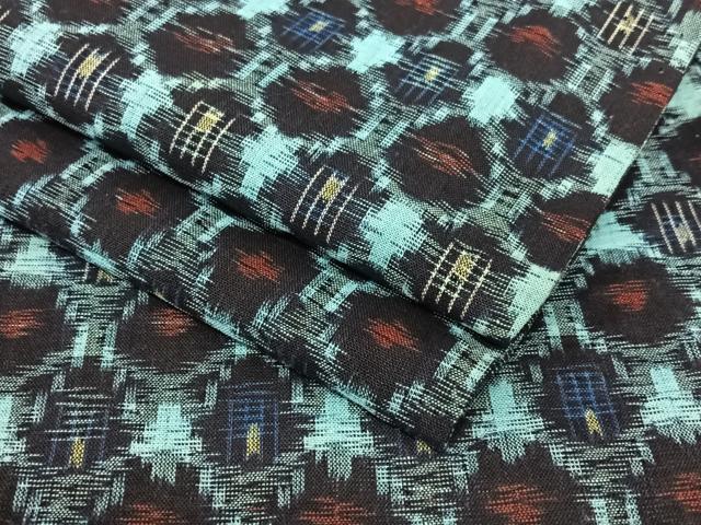 平和屋着物▽備後絣　単衣　花亀甲文　正絹　逸品　AAAZ7323zg