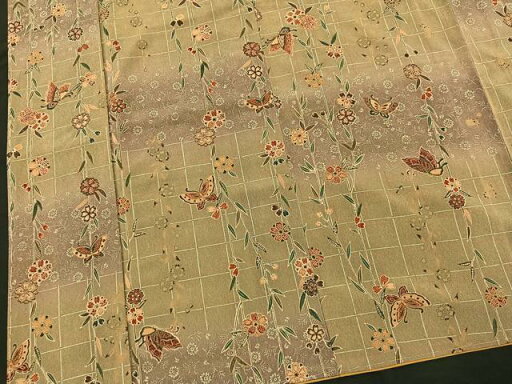 平和屋着物■小紋 花蝶文 暈し染め 金彩 洗える着物 BAAQ9626je 平和屋着物■小紋 花蝶文 暈し染め 金彩 洗える着物 BAAQ9626je