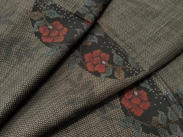 平和屋着物●本場大島紬 9マルキ 草花丸文 正絹 逸品 未使用 CAAS7523yc