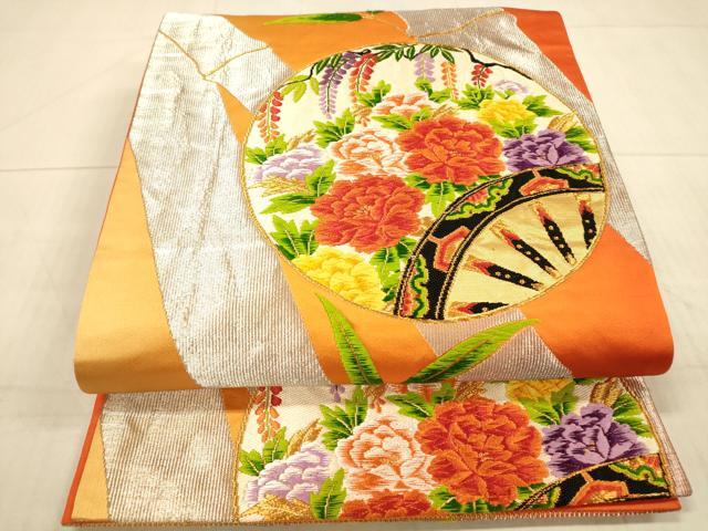 Rakuten - 平和屋着物◎六通柄袋帯 唐織 笹竹花丸文 金銀糸 正絹 逸品 DAAX0933jm