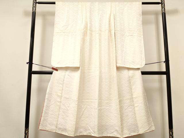 平和屋着物[]七五三 女の子 7歳 祝着 四つ身 双鶴菱地紋 アイボリー色 逸品 DAAY3327ma