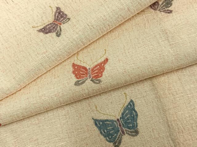 Kimono - 平和屋着物▽上質な小紋　単衣　紬地　舞蝶文　正絹　逸品　AAAZ1698fy