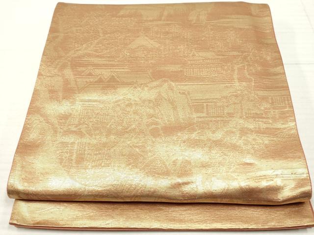 Rakuten - 平和屋着物◎六通柄袋帯　風景文　金糸　正絹　逸品　DAAZ8849qa
