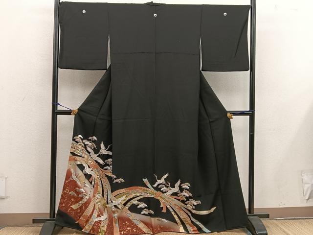 Rakuten - 平和屋着物■豪華黒留袖　駒刺繍　束ね熨斗飛鶴花文　暈し染め　金彩　正絹　逸品　BAAX1372mz