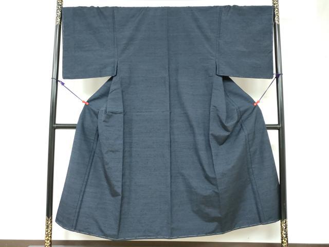 平和屋着物●男性　紬　アンサンブル　長羽織　鉄紺色　正絹　逸品　DAAY5499ud