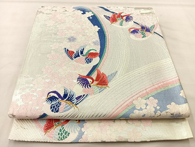 平和屋着物◎六通柄袋帯 唐織 薫風鴛鴦 金銀糸 正絹 逸品 BAAL4185if