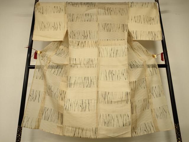 Kimono - 平和屋着物＊夏物　男性　紗紬　幾何学文様　キングサイズ　正絹　逸品　AABI4683jd