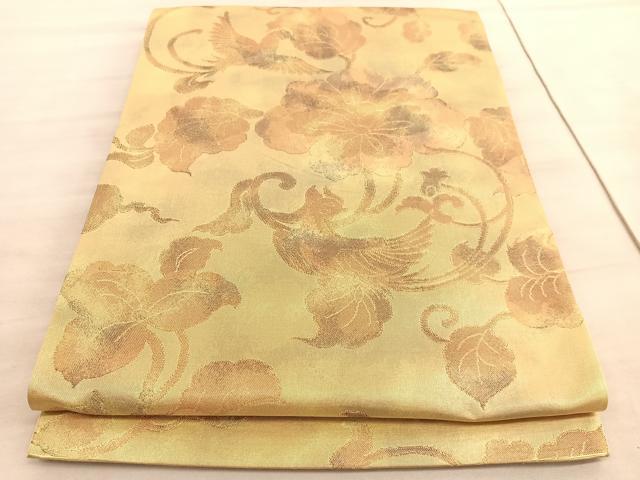 平和屋着物◎六通柄袋帯　更紗花鳥文　金糸　正絹　逸品　BAAV8664hv