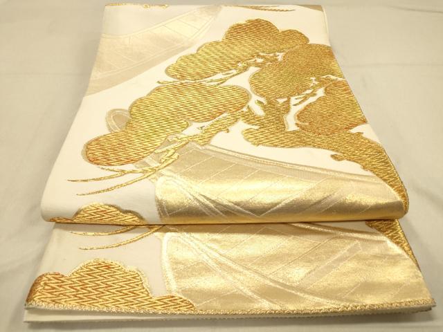 平和屋着物◎六通柄袋帯 渡り船松文 金糸 正絹 逸品 DAAZ3951jm