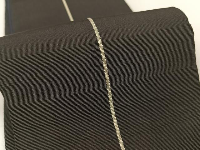 平和屋着物●男性　本場筑前博多織　両面　角帯　紺×黒　正絹　逸品　AAAW4330np