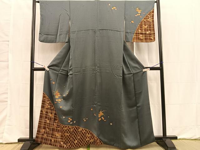 平和屋着物■訪問着 駒刺繍 籬花籠文 金彩 正絹 逸品 BAAN1767xi