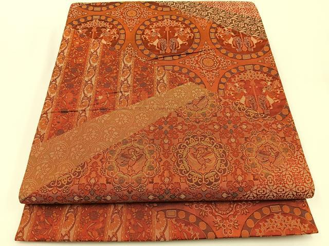 平和屋着物◎六通柄袋帯　狩猟文　正絹　逸品　BAAV2743hj