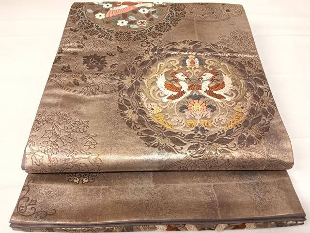 平和屋着物◎六通柄袋帯　唐織　更紗花鳥文　金糸　正絹　逸品　AABC4623yx