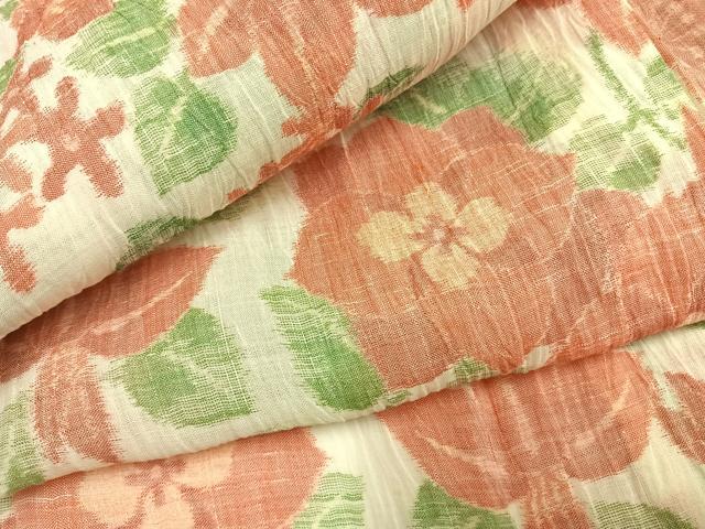 樂天商城 - 平和屋着物＊夏物　小千谷ちぢみ　草花文　麻　逸品　AABF5779fy