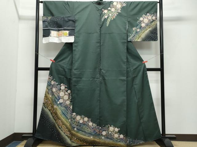 平和屋着物●訪問着　本場大島紬　絞り　辻が花　薩摩染織物謹製　証紙付き　正絹　逸品　CAAX1086vf