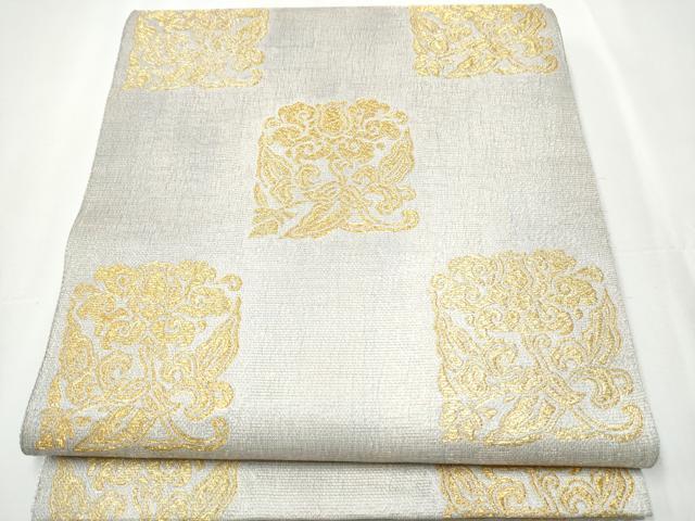 平和屋着物●六通柄袋帯　花唐草文　金糸　正絹　逸品　CAAY2588hy