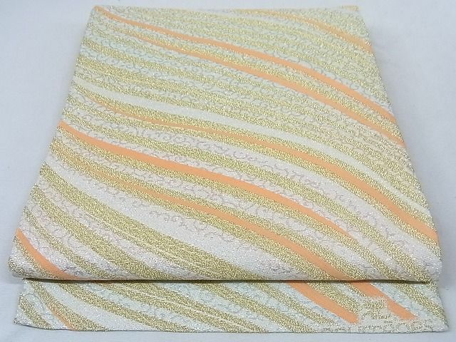 平和屋着物◎六通柄袋帯　流水文　金糸　正絹　逸品　AAAE1788Ajz