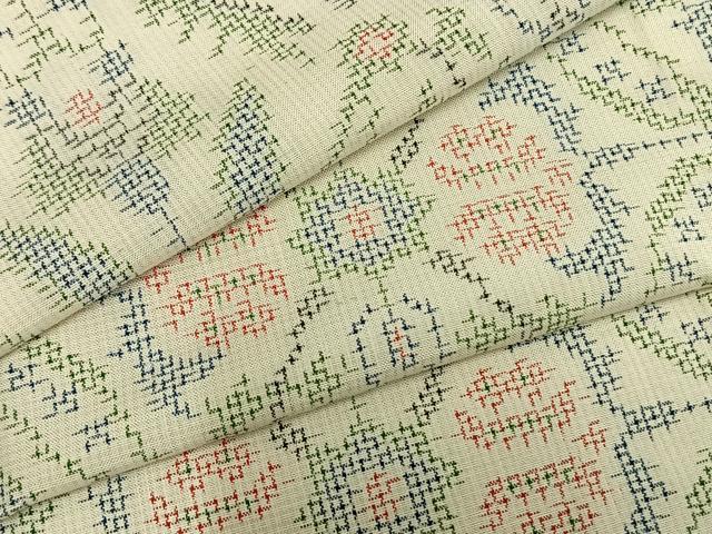 Uramono - 平和屋着物▽上質な紬　単衣　幾何学花文　正絹　逸品　AAAZ1709fy