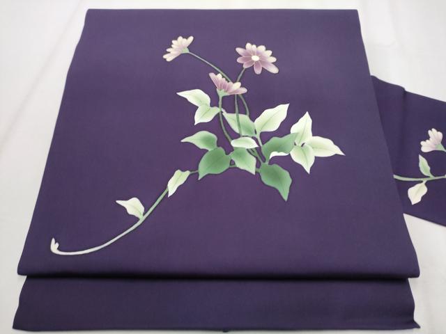 平和屋着物●塩瀬　九寸名古屋帯　草花文　金彩　三越扱い　正絹　逸品　CABA4969hy