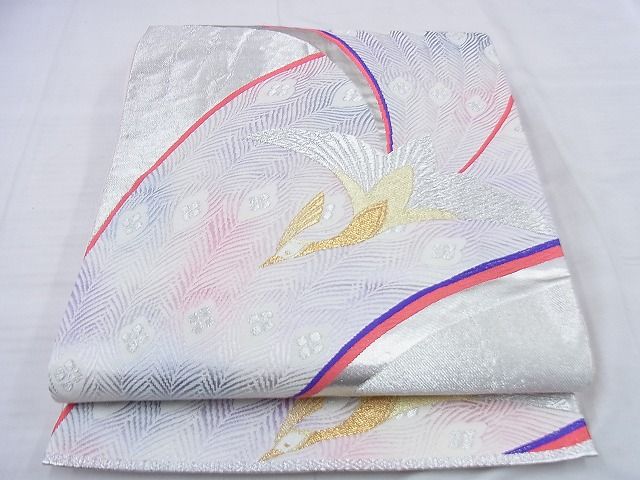 平和屋着物◎六通柄袋帯 唐織 孔雀 金銀糸 逸品 BAAG0465jm