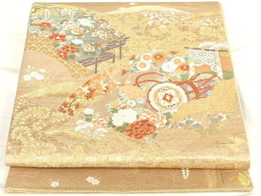 平和屋着物◎六通柄袋帯 地紙重ね鼓文 金銀糸 正絹 逸品 AAAO9714ru 平和屋着物◎六通柄袋帯 地紙重ね鼓文 金銀糸 正絹 逸品 AAAO9714ru