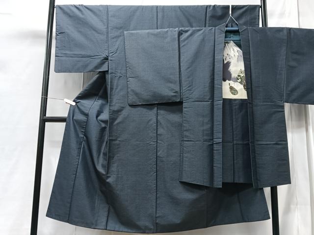 平和屋着物■男性　本場大島紬　アンサンブル　80亀甲　総詰め　滅紫色　正絹　逸品　CABC7543xe