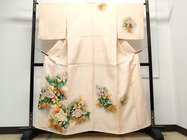平和屋着物▽訪問着　単衣　手描き　紫陽花　暈し染め　正絹　逸品　CABF7765th（楽天・平和屋）
